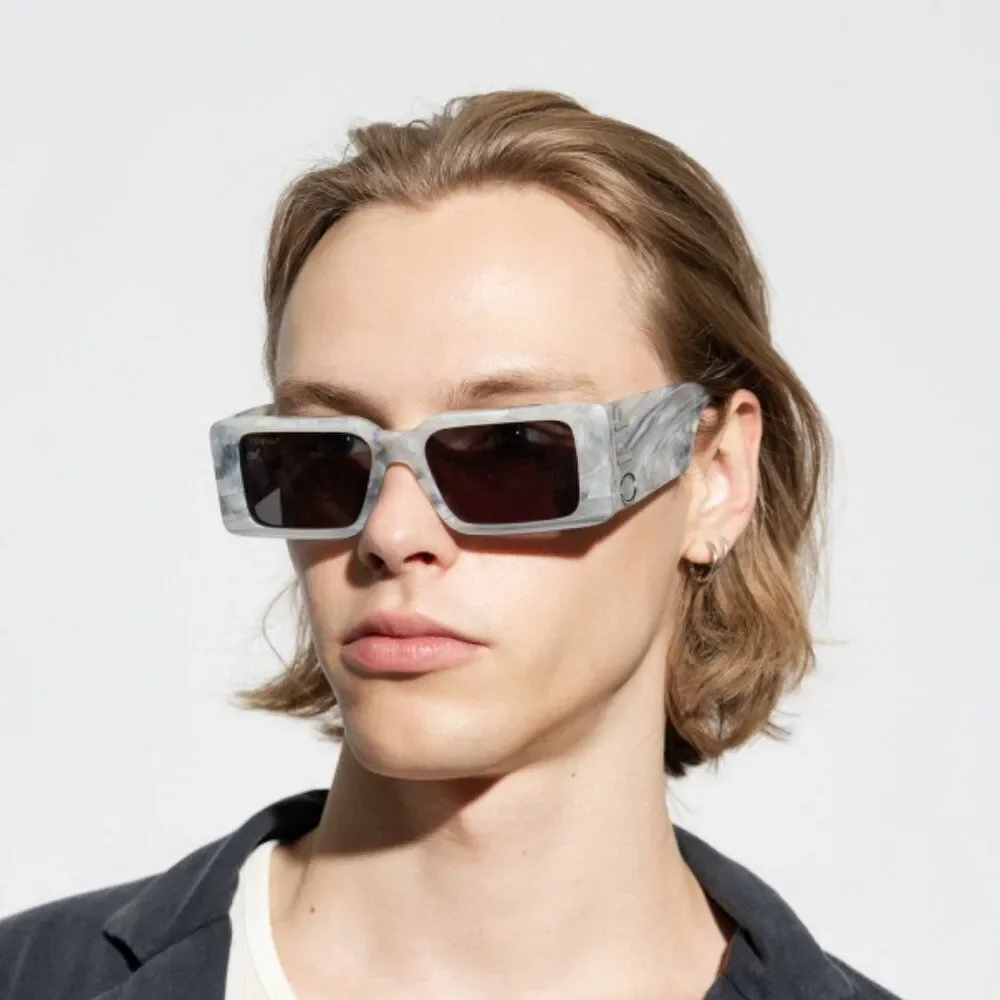 Off-White MILANO Men Sunglasses Marble Grey Square OERI097 0807 NEW AUTHENTIC